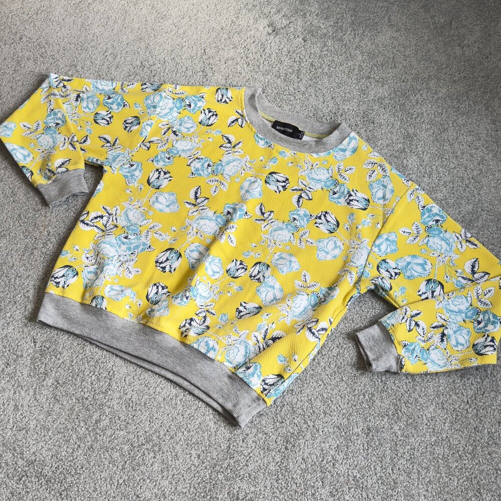 - Mink Pink Yellow Floral Sweatshirt Top Beautiful SMALL    - Q2791
